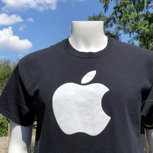 Apple Computer Classic Logo Design Black T Shirt Mens L Gildan Mac Macintosh - Picture 2 of 10